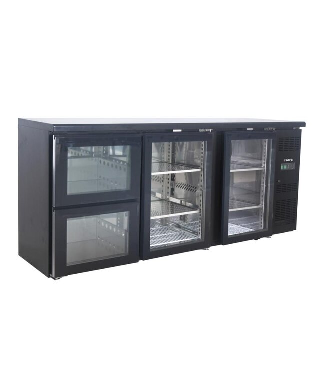 Barkoeling BC 3100 G S2 | 2 Glazen deuren en 2 lades | 537L | Zwart | (H)86x(B)200,2x(D)51,3cm