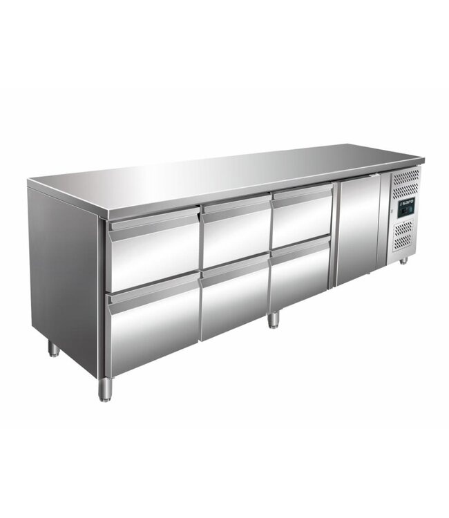 Koelwerkbank KYLJA 4160 TN | 6 Lades en 1 deur | 223cm breed | 70cm diep