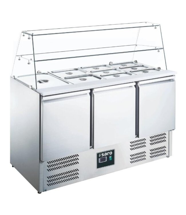 Saladette met glasopbouw ES 903 G | 3 Deurs | Boven 4x 1/1GN