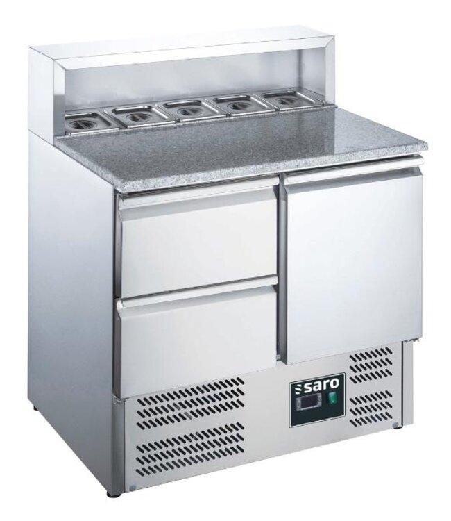 Pizzawerkbank EPS 900 1/2 | 1 Deur en 2 lades | Boven 5x 1/6GN | +2 tot +8°C