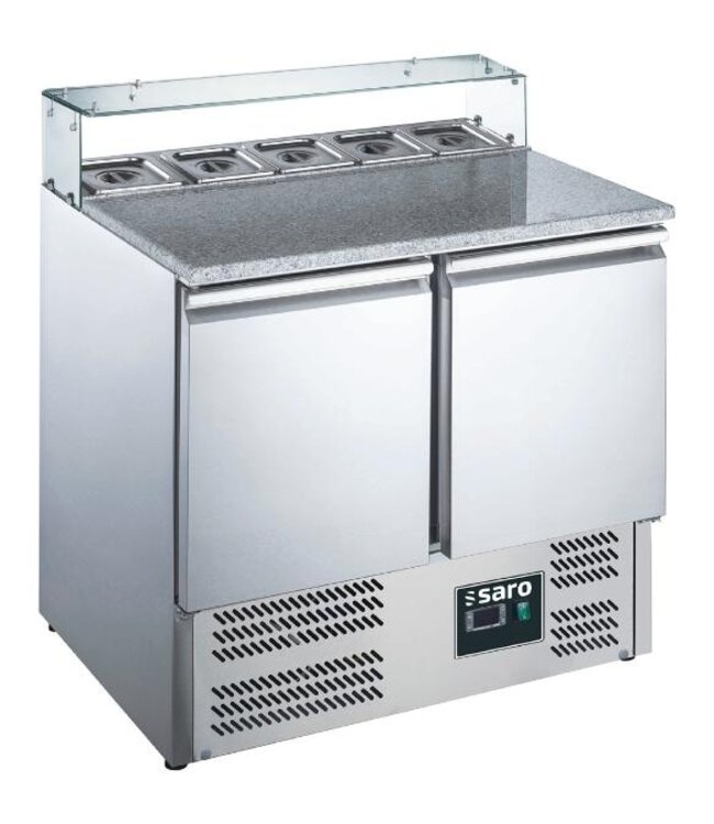 Pizzawerkbank EPS 900 G met glasopzet | 2 Deurs | Boven 5x 1/6GN | +2 tot +8°C