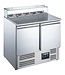 Saro Pizzawerkbank EPS 900 G met glasopzet | 2 Deurs | Boven 5x 1/6GN | +2 tot +8°C