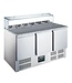 Saro Pizzawerkbank EPS 903 G met glasopzet | 3 Deurs | Boven 8x 1/6GN | +2 tot +8°C