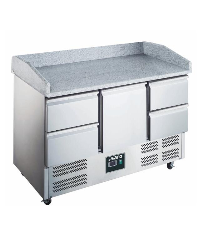 Pizzawerkbank ES 903 PZ 1/4 | 1 Deur en 4 lades | Opstaande rand | +2 tot +8°C