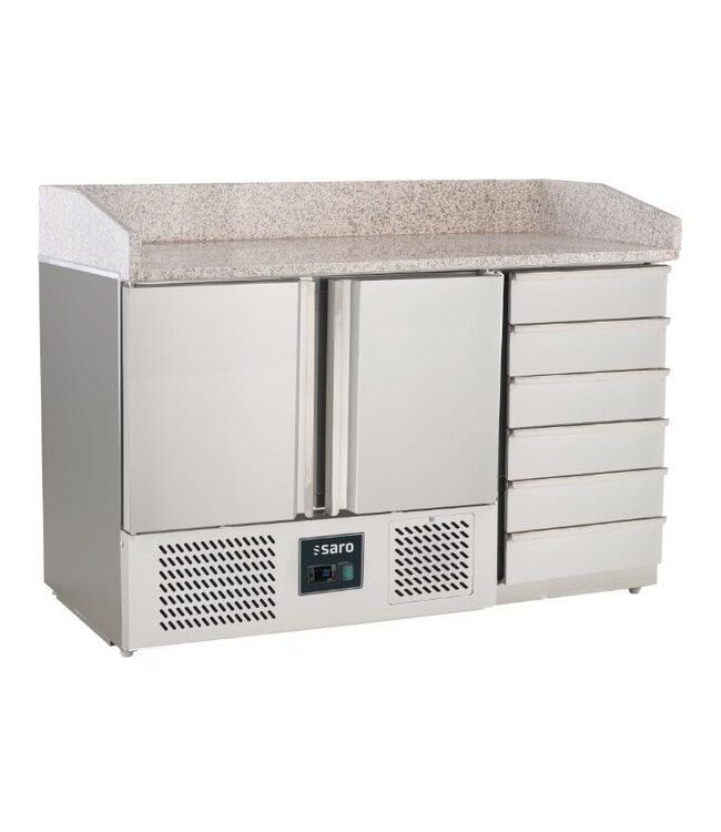 Pizzawerkbank PZ9001 PRO | 2 Deuren en 6 lades | Opstaande rand | -2 tot +8°C