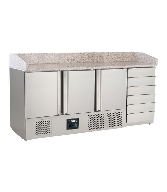 Pizzawerkbank PZ9031 PRO | 3 Deuren en 6 lades | Opstaande rand | +2 tot +8°C