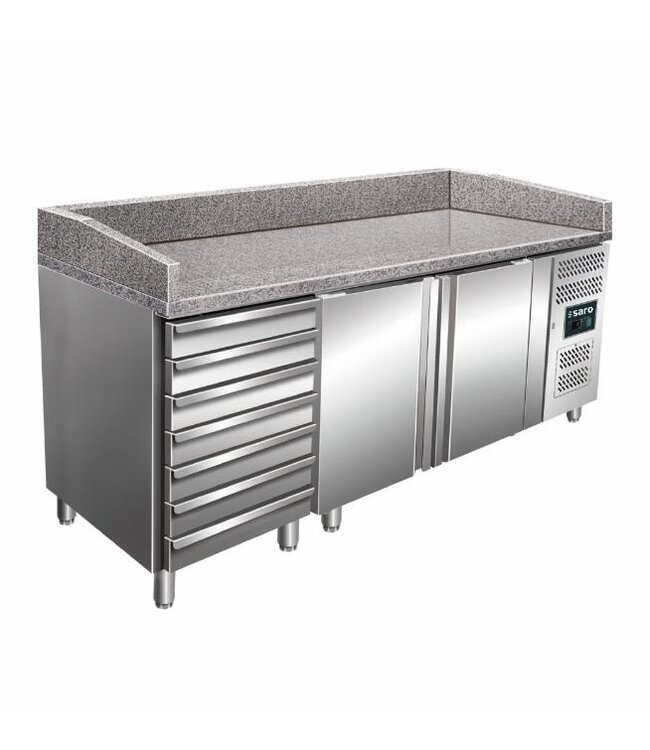 Pizzawerkbank PZ2610TN PRO | 2 Deuren en 7 lades | Opstaande rand | +2 tot +8°C