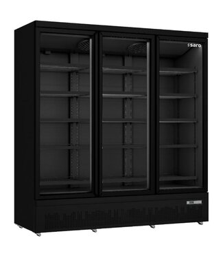 Saro Vrieskast GTK 1480 S PRO met 3 glazen deuren | 1563L | Zwart | (H)200,3x(B)188x(D)76cm