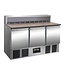 Chef Line Pizzawerkbank Chef Line | 3 Deuren | 8x 1/6GN | 136,5cm breed | 70cm diep