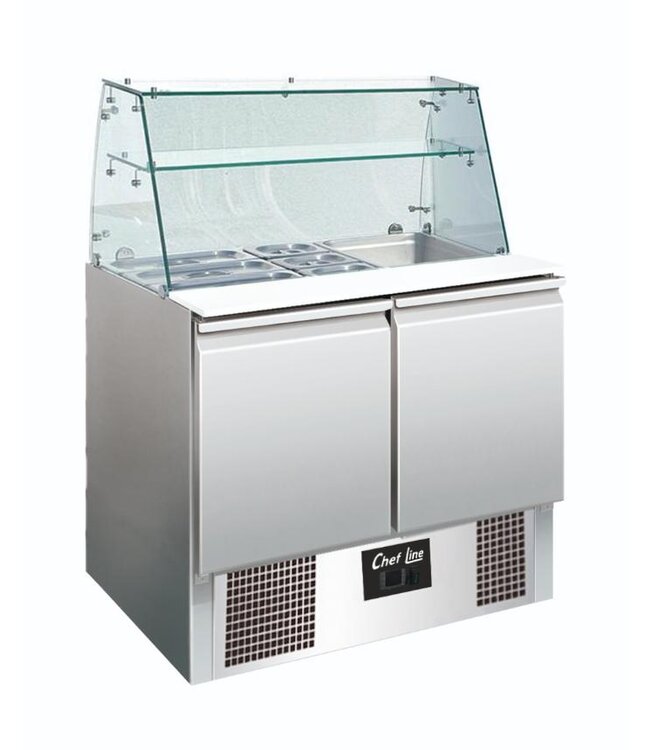 Saladette Chef Line | Met glasopstand | 2 Deuren | (B)90x88x70cm