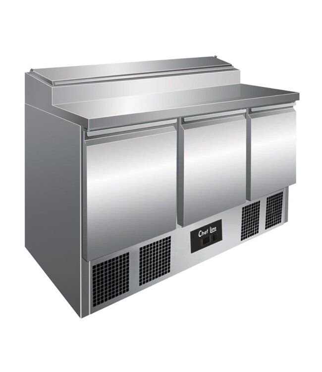 Saladette Chef Line | 3 Deuren | 136,5cm breed | 70cm diep | Boven 7x 1/3GN