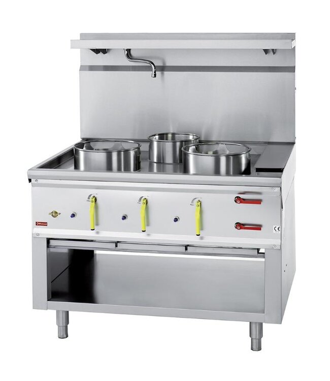 Woktafel - driehoek - 3 branders