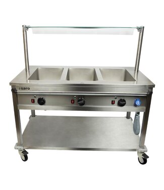 Saro Bain-marie trolley BTS-3 | 3x 1/1GN | RVS | Met aftapkraan