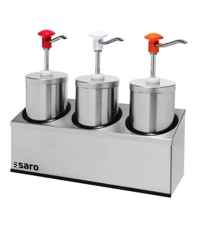 Saus dispenser set PD-006 | Met drukknop | 3x 2,25 Liter