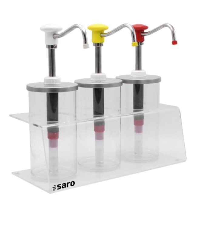 Saus dispenser set PLX-R-BK-1650 ml | Met drukknop | 3x 1,65 Liter