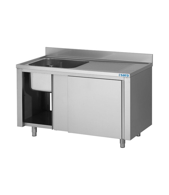 RVS Spoeltafel met onderkast | Enkel | 700x700x850mm