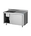 RVS Spoeltafel met onderkast | Spoelbak links | Met schuifdeuren | 120cm breed
