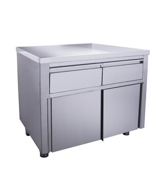 RVS Kast met schuifdeuren | 2 Lades | 70cm diep | 100cm breed