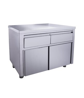 RVS Kast met schuifdeuren | 2 Lades | 70cm diep | 120cm breed