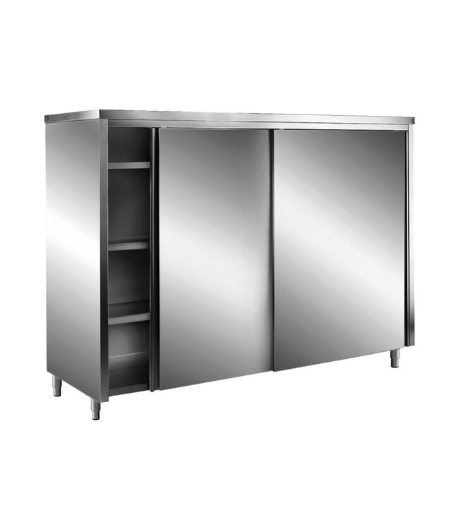 RVS Opbergkast met schuifdeuren | 70cm diep | 120cm breed