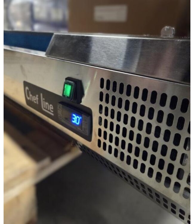 Occasion: Opzetkoelvitrine met glas Chef Line | 160cm breed | 39,5cm diep | 7x 1/3GN