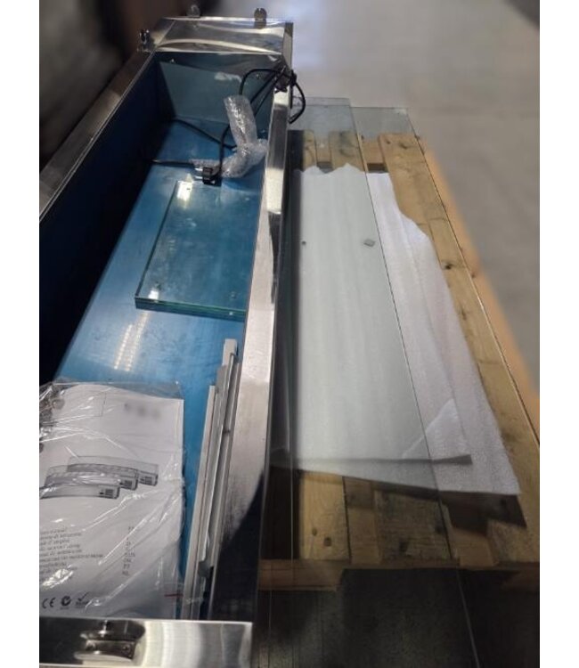 Occasion: Opzetkoelvitrine met glas Chef Line | 160cm breed | 39,5cm diep | 7x 1/3GN