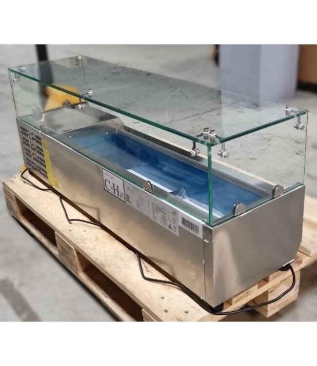 Occasion: Opzetkoelvitrine met glas Chef Line | 120cm breed | 33,5cm diep | 5x 1/4GN