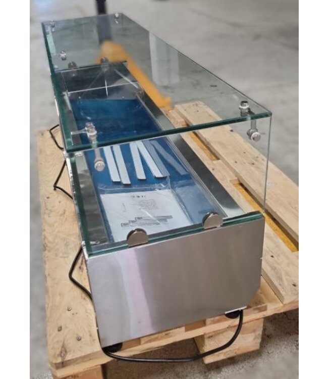 Occasion: Opzetkoelvitrine met glas Chef Line | 120cm breed | 33,5cm diep | 5x 1/4GN