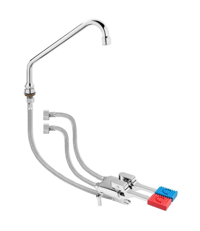Kraan met voetpedaal Thea | Koud/warm | Enkelgats | 1/2" aansluiting | 300mm kraan