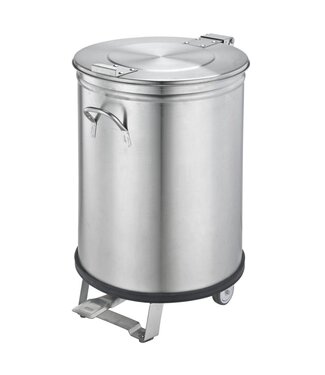 RVS Afvalbak met wielen ME 105 | 105 Liter | Voetpedaal | (H)70x(B)45x(D)45cm
