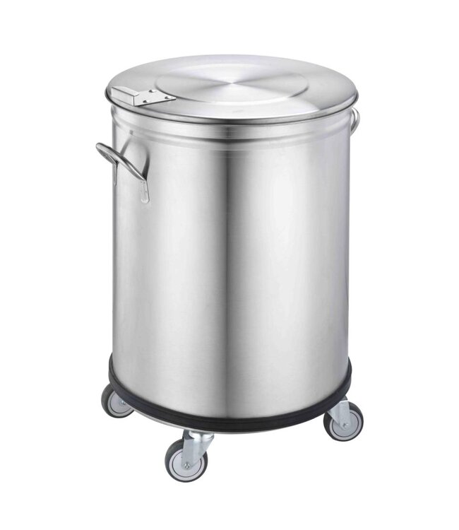 RVS Afvalbak met wielen ME 90 | 90 Liter | (H)70x(B)45x(D)45cm