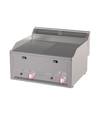 Diverso By Diamond Bakplaat op gas Diverso | Geribbeld/glad | 2x 4kW | (H)29x(B)66x(D)60cm