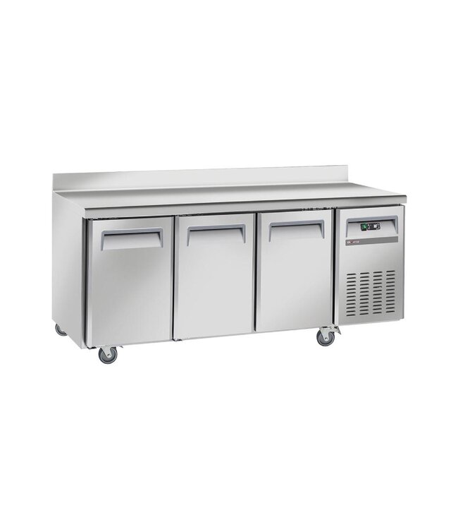 Koelwerkbank Diverso | 3 Deuren | Met wielen & spatrand | (H)95x(B)180x(D)70cm