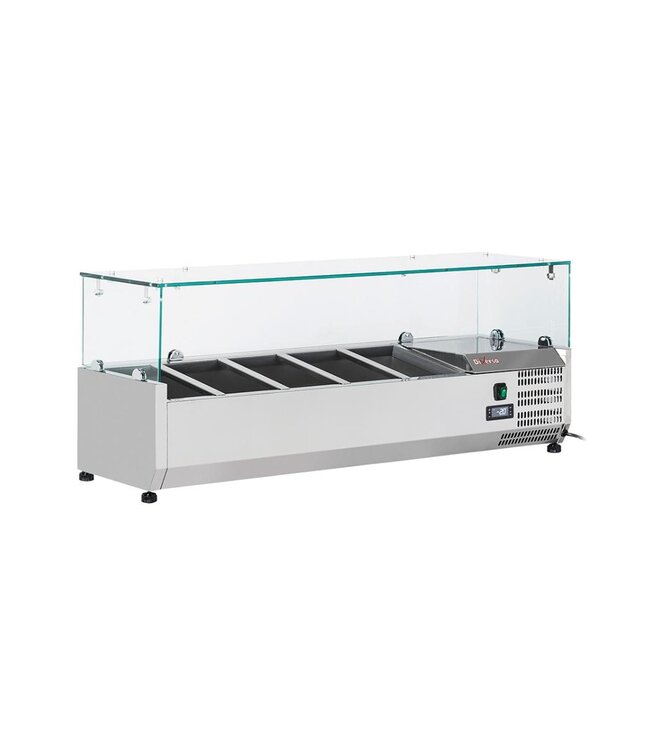 Opzetkoelvitrine met glas Diverso | 5x 1/4GN | 120cm breed | 33,5cm diep