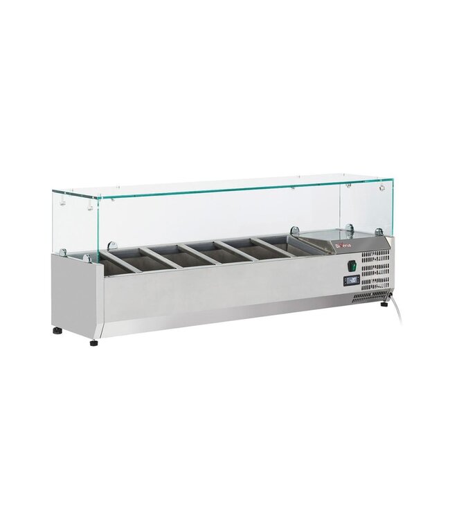 Opzetkoelvitrine met glas Diverso | 6x 1/4GN | 140cm breed | 33,5cm diep