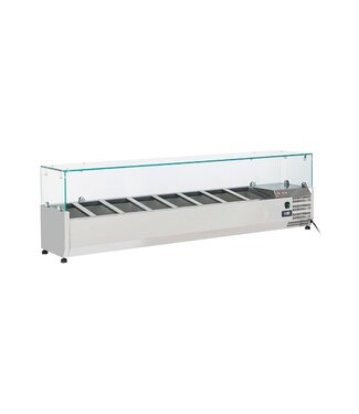 Diverso By Diamond Opzetkoelvitrine met glas Diverso | 8x 1/4GN | 180cm breed | 33,5cm diep