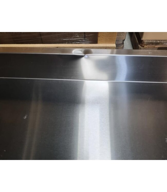 Occasion: RVS Werktafel met bodemschap en spatrand | Flat-pack | 120x70x(H)85cm