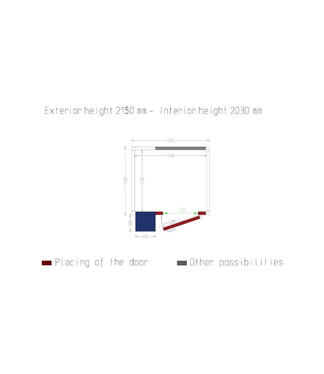 Horeca koelcel Diverso | Met motor | 4,07 m³ inhoud | (B)155x(D)135x(H)215cm