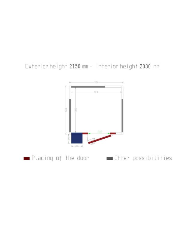 Horeca koelcel Diverso | Met motor | 6,06 m³ inhoud | (B)195x(D)175x(H)215cm