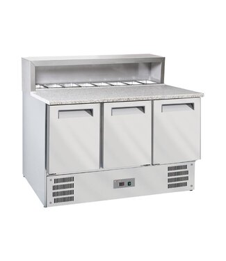 Diverso By Diamond Pizzawerkbank Diverso | 3 Deuren | Boven 8x 1/6GN | (H)85x(B)136,5x(D)70cm