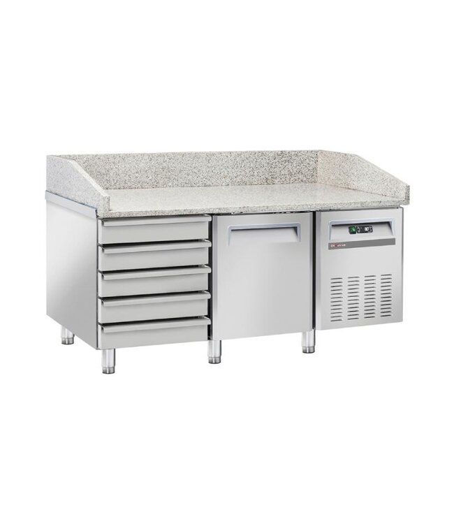 Pizzawerkbank Diverso | 1 Deur + 5 lades | 60x40 Euronorm | (H)102x(B)140x(D)70cm