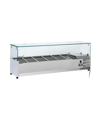 Diverso By Diamond Opzetkoelvitrine met glas Diverso | 5x 1/3GN + 1x 1/2GN | 150cm breed | 39,5cm diep