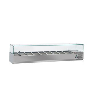 Diverso By Diamond Opzetkoelvitrine met glas Diverso | 9x 1/3GN | 200cm breed | 39,5cm diep