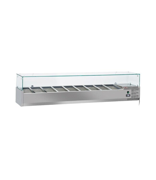 Opzetkoelvitrine met glas Diverso | 9x 1/3GN | 200cm breed | 39,5cm diep