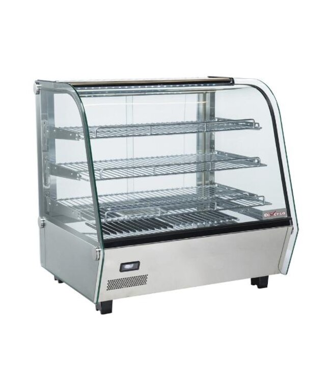 Warmhoudvitrine Diverso | 3 Niveaus | Gebogen glas | +30 tot +90 graden | (H)68,5x(B)69,2x(D)58,2cm