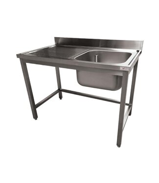 Diverso By Diamond RVS Spoeltafel ECO | Spoelbak rechts | Afdruip links | Met spatrand | (H)90x(B)120x(D)70cm