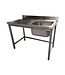 RVS Spoeltafel ECO | Spoelbak rechts | Afdruip links | Met spatrand | (H)90x(B)120x(D)70cm