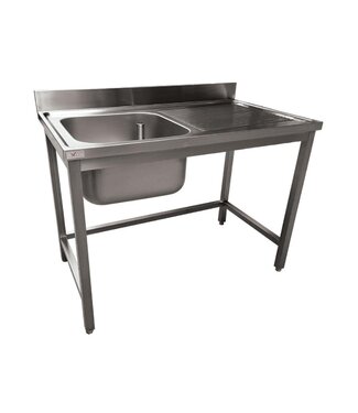 Diverso By Diamond RVS Spoeltafel ECO | Spoelbak links | Afdruip rechts | Met spatrand | (H)90x(B)120x(D)70cm