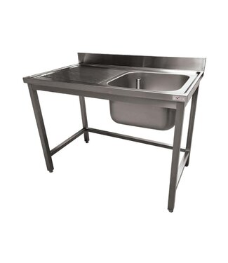 Diverso By Diamond RVS Spoeltafel ECO | Spoelbak rechts | Afdruip links | Met spatrand | (H)90x(B)140x(D)70cm