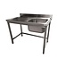 Diverso By Diamond RVS Spoeltafel ECO | Spoelbak rechts | Afdruip links | Met spatrand | (H)90x(B)140x(D)70cm